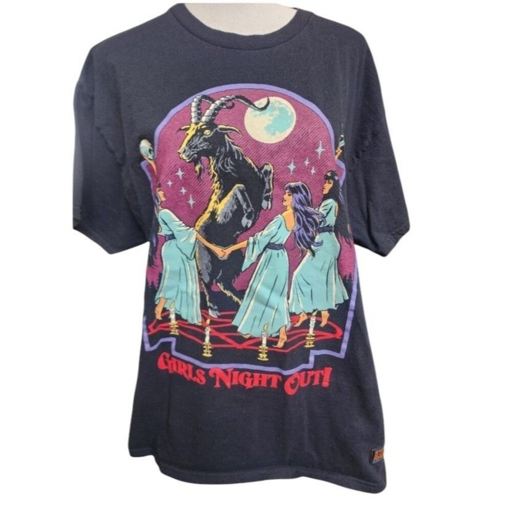 Steven Rhodes 'Girls Night Out' Graphic T-Shirt Black Large Goth Occult